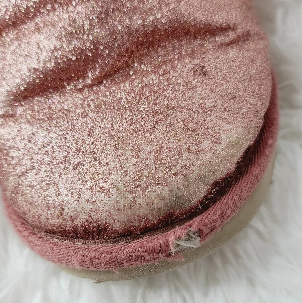 UGG girls sparkle pink slip on fur boots s 4 Y youth